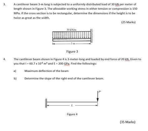 Solved A Cantilever Beam M Long Is Subjected To A Chegg