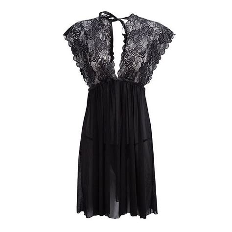 Ycnychchy Lingerie Vintage Sleeping Underwear Lace Nightgowns Sexy Night Dress Nightie V Neck