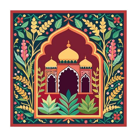 Mughal Garden Frame Vector Illustration Premium Ai Generated Vector