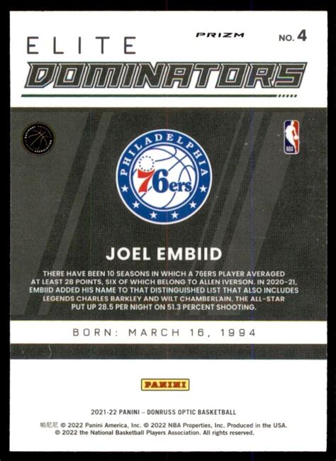 Silver Prizm Joel Embiid Philadelphia Ers Ebay