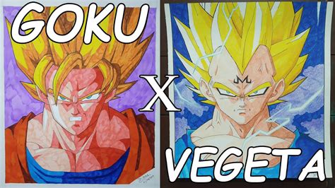 Drawing Super Saiyan Goku X Majin Vegeta Timelapse Video Youtube