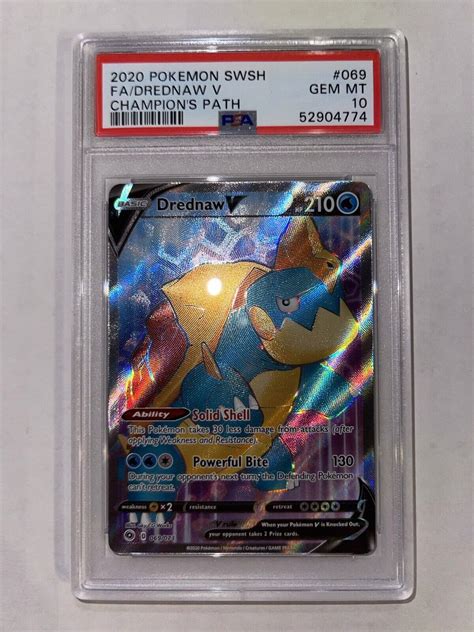 Pokemon Champions Path Drednaw V Full Art Rare Card Gem Mint Psa