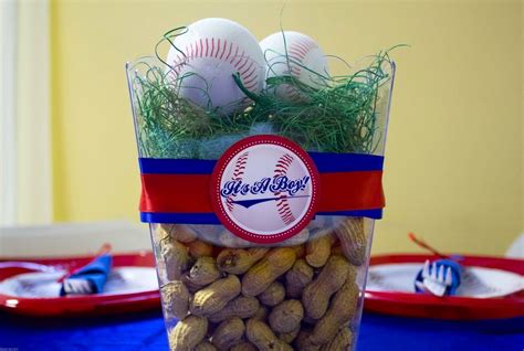 Baseball Theme Party Centerpiece Baseballs Nuts And Grass Centerpiece