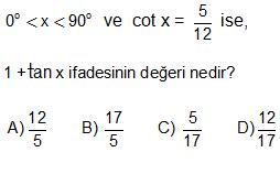 Trigonometri Trigonometrik Oranlar Z Ml Test Sorular