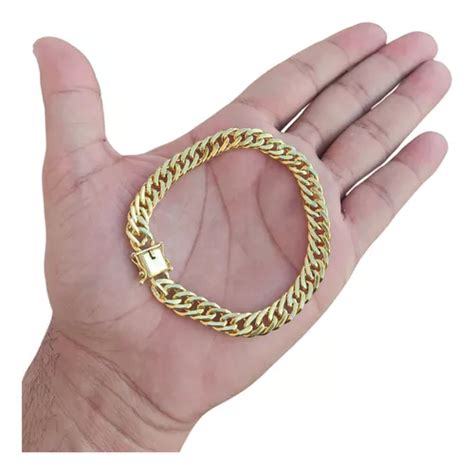 Pulseira Moeda Antiga Masculina Grumet Duplo 8mm Dourado Parcelamento