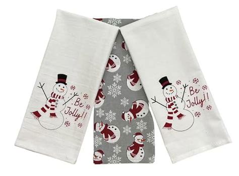 Serafina Home Winter Christmas Kitchen Towels Set Embroidered Let It