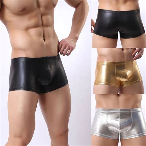 2018 Ropa Interior Sexy De Piel Sintética Para Hombre Bragas Con Bolsa