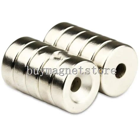 20 pièces Super Aimant Rond Néodyme Anneau Aimants 15 mm x 5 mm Trou 5