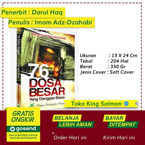 Jual Buku 76 Dosa Besar Yang Dianggap Biasa Kitab Al Kabair Imam Adz