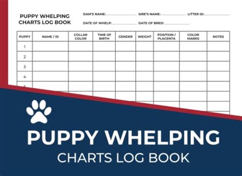 Puppy Whelping Charts Logbook Newborn Puppy Whelping Record Book