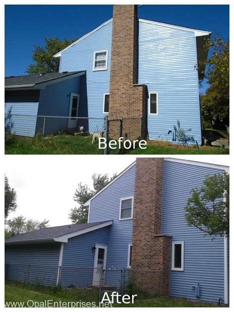 Before And After Siding Replacement With Alside Mystic Blue Vinyl Siding Blue Siding Alside