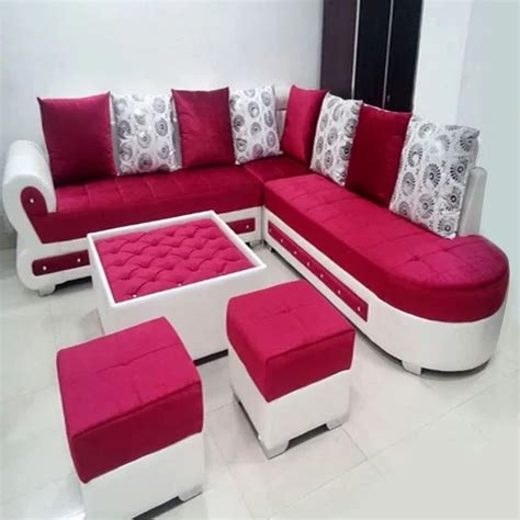 Velvet Seater L Shape Wooden Sofa Set At Rs Set In New Delhi