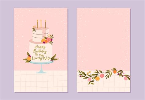 Premium Vector | Stylish cute birthday card with cake and candles happy ...