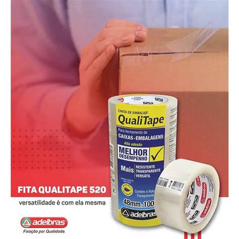 4 Fitas Adesiva TR Qualitape 48mm X 100m PCT Adelbras Lupel