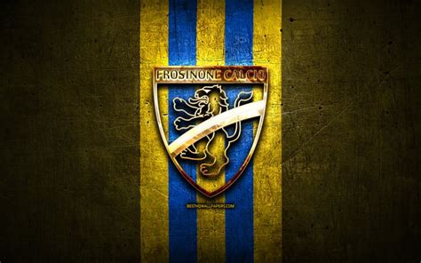 Download wallpapers Frosinone FC, golden logo, Serie B, yellow metal ...