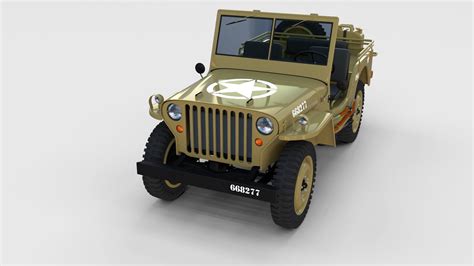 Full W Chassis Jeep Willys Mb Military Desert Rev D Model Cgtrader