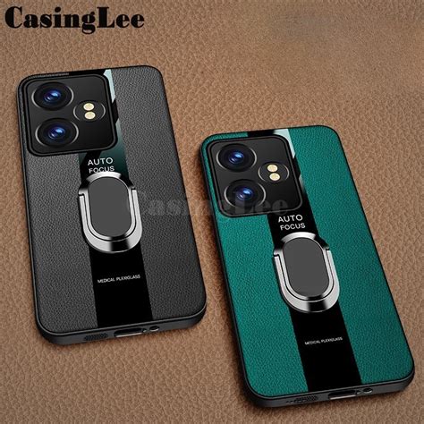 Jual Phone Case For Realme GT6 Back Cover Genuine Leather Fingerprint