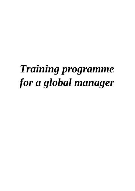 Cross Cultural Training Program For A Global Manager Desklib