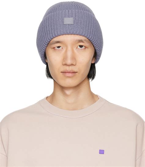 Acne Studios Purple Small Logo Beanie Ssense Uk