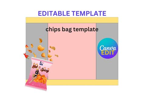 Party Favor Chip Bag Blank Template Editable In Canva Instant Download