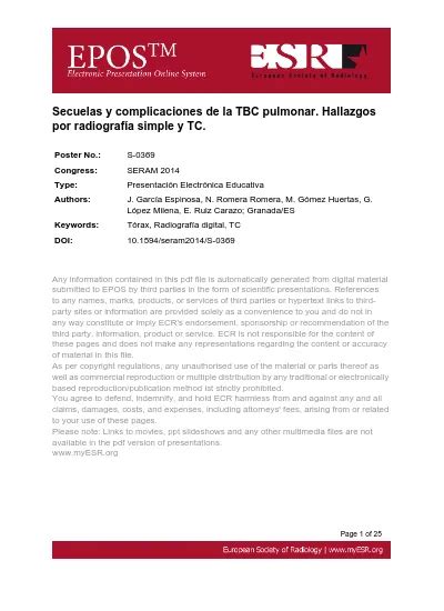 Secuelas y complicaciones de la TBC pulmonar Hallazgos por radiografía