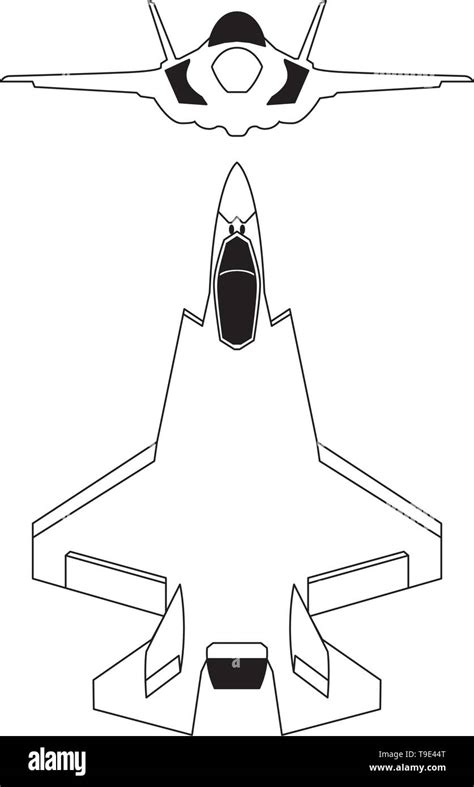 Modern fighter jet blueprint vector isolated on white background Stock ...