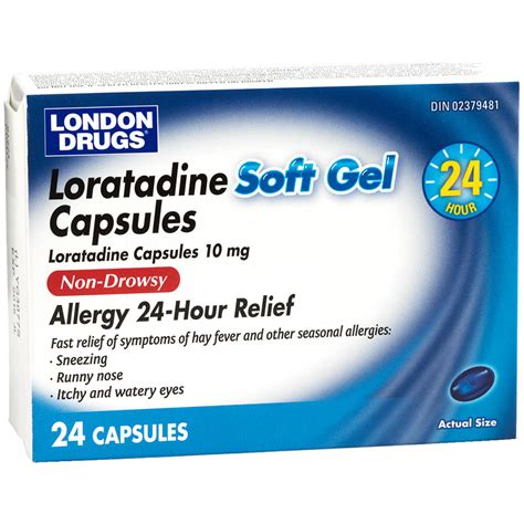 London Drugs Loratadine 10mg Non Drowsy 24 Hour Allergy Remedy Soft Gel Capsules 24s London