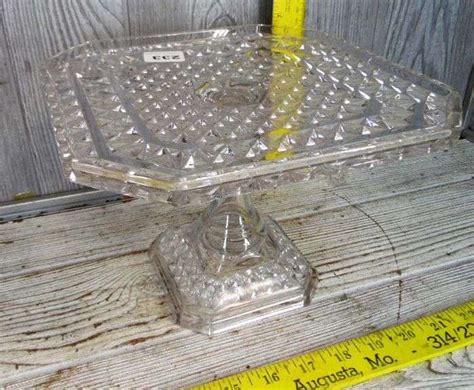 Square Pressed Glass Pedestal Cake Plate Dunker Auction