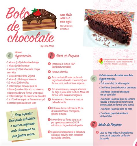 Receita De Bolo De Chocolate Para Imprimir - RECEITA BOLO CHOCOLATE NEOPARTY | Macetes de Mãe