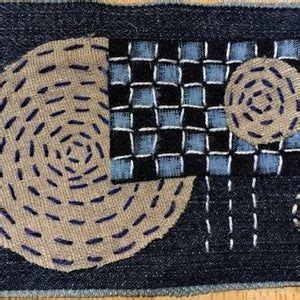 Sashiko Stitched Boro Patch Denim Recycled Fabric Scraps Slow