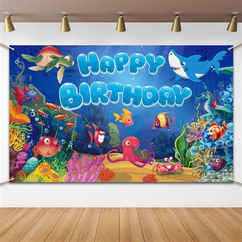 Buy Ocean Theme Birthday Party Decorations Ocean Animals Backdrop ...