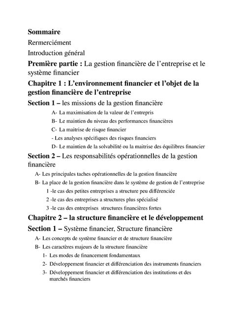 Memoire finance gestion financière et développement financier