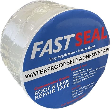 FastSeal Outdoor RV Roof Repair Tape 4 X50 White Seal For Window