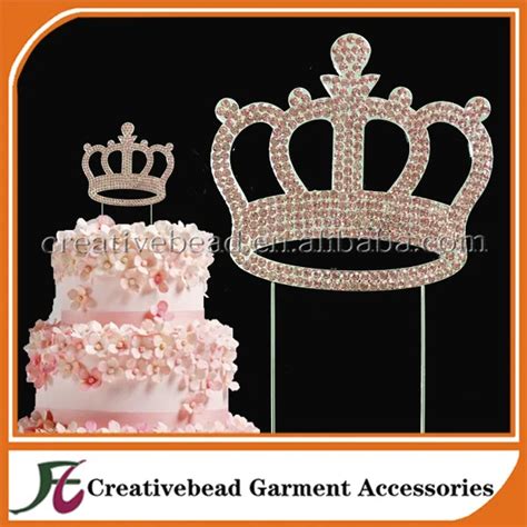 10pcslot Silver Metal Pink Rhinestone Crown Cake Topper Wholesale