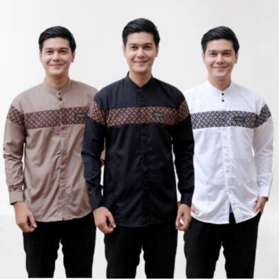 Jual Baju Koko Pria Dewasa Lengan Panjang Motif Kobata Kombinasi Batik