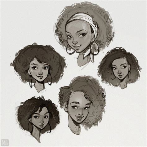 Curly hair Drawing Reference and Sketches for Artists