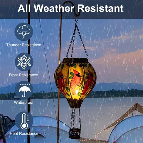 Pearlstar Hot Air Balloon Solar Lantern With Flickering Flame Light