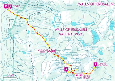 Walls of Jerusalem walk map - Walls of Jerusalem walking track map (Israel)