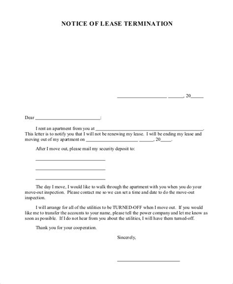 FREE 12+ Sample Lease Termination Letter Templates in MS Word | PDF ...