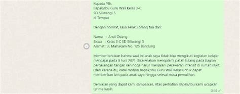 Contoh Surat Izin Tidak Masuk Sekolah Lewat Whatsapp