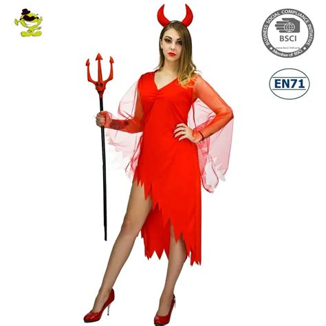 Halloween Carnival Party Cosplay Devil Costume For Women Sexy Lady Red