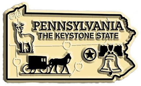 Pennsylvania the Keystone State Map Fridge Magnet