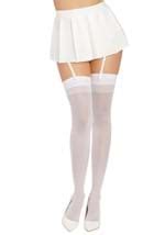 White Sheer Thigh High Stockings With Back Seam For Adults