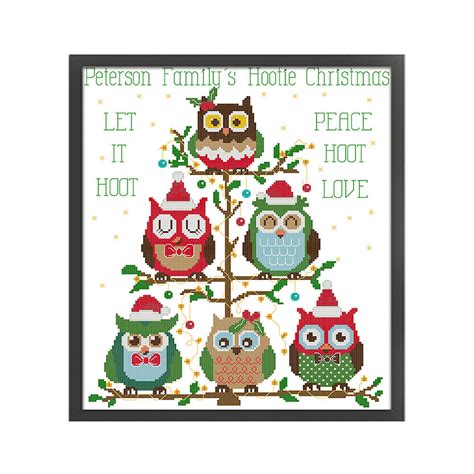 Partial Embroidery Eco Cotton Thread 14ct Printed Owl Cross Stitch Kit