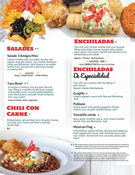 Food Drinks And Kids Menu Restaurants 3 Amigos