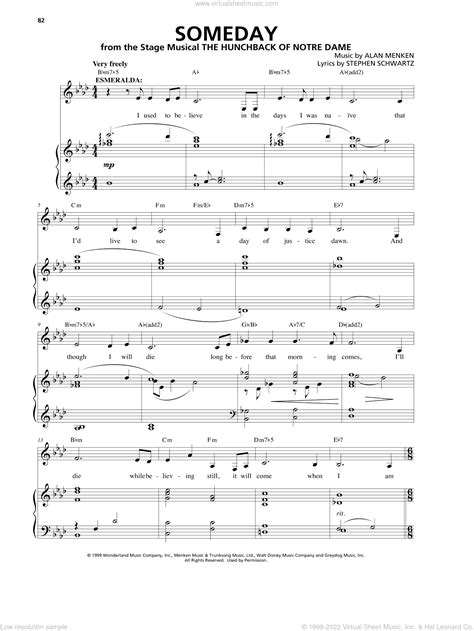 Someday From The Hunchback Of Notre Dame A New Musical Sheet Music For Voice And Piano