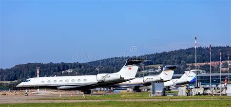 Business Jets In Zurich Airport Editorial Stock Image Image Of