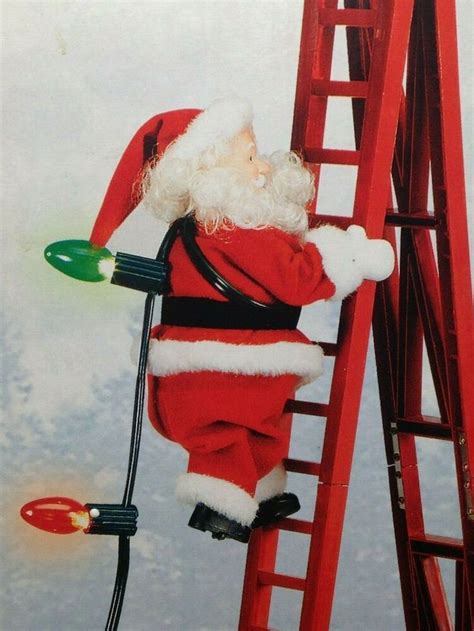 Mr Christmas Stepping Santa Climbing Ladder Lights Animation Song Carols Sleigh Animated