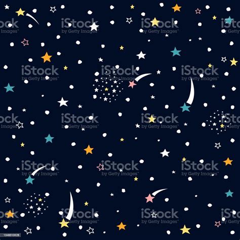 Hand Drawn Space Galaxy Vector Seamless Pattern Stock Illustration Download Image Now