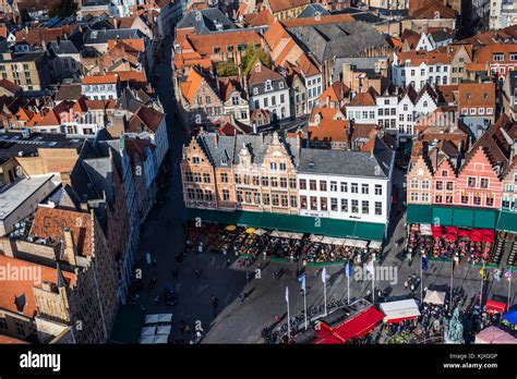 Brugge, Belgium - November, 2017. Aerial Brugge medieval historic city ...